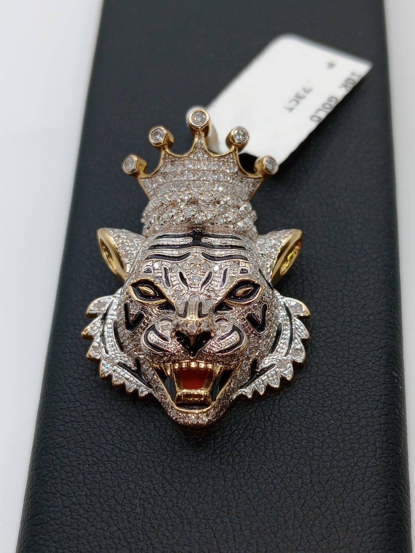 3D Tiger Pendant - Natural Diamonds - 2 sizes available - Unisex