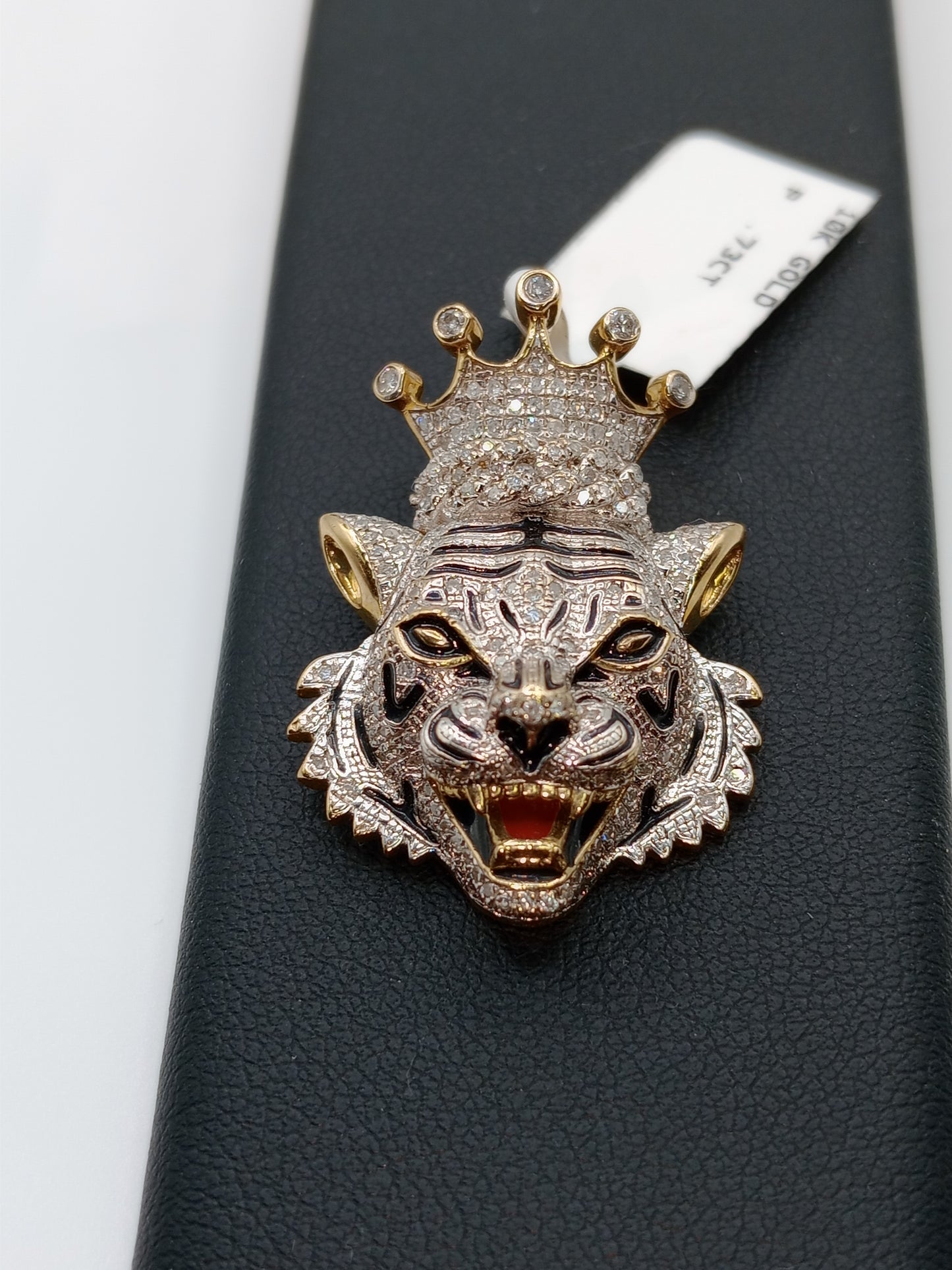 3D Tiger Pendant - Natural Diamonds - 2 sizes available - Unisex
