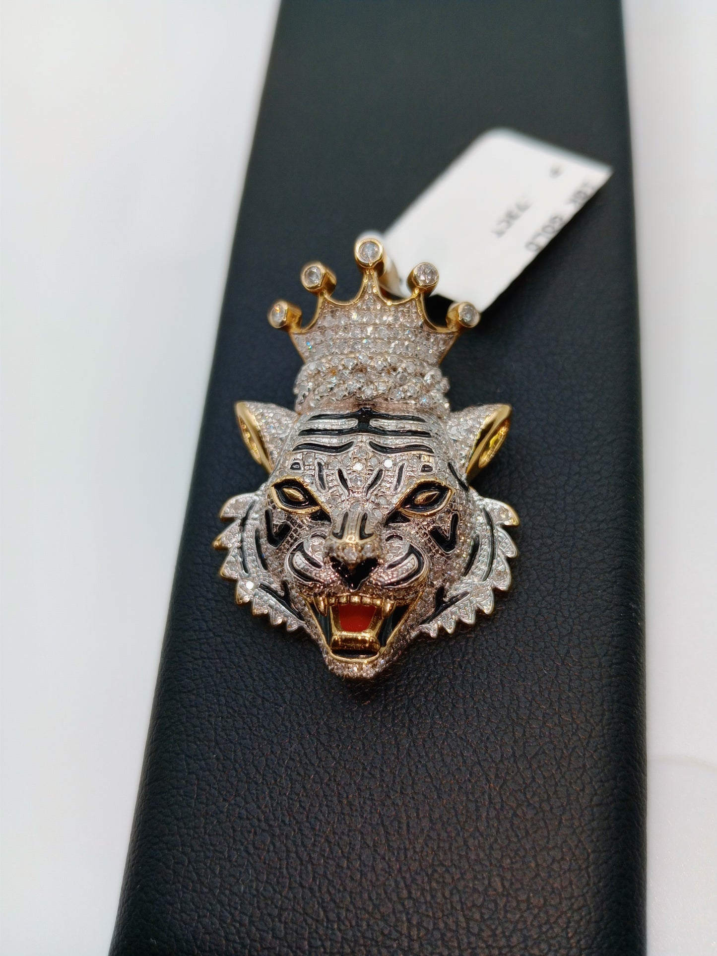 3D Tiger Pendant - Natural Diamonds - 2 sizes available - Unisex