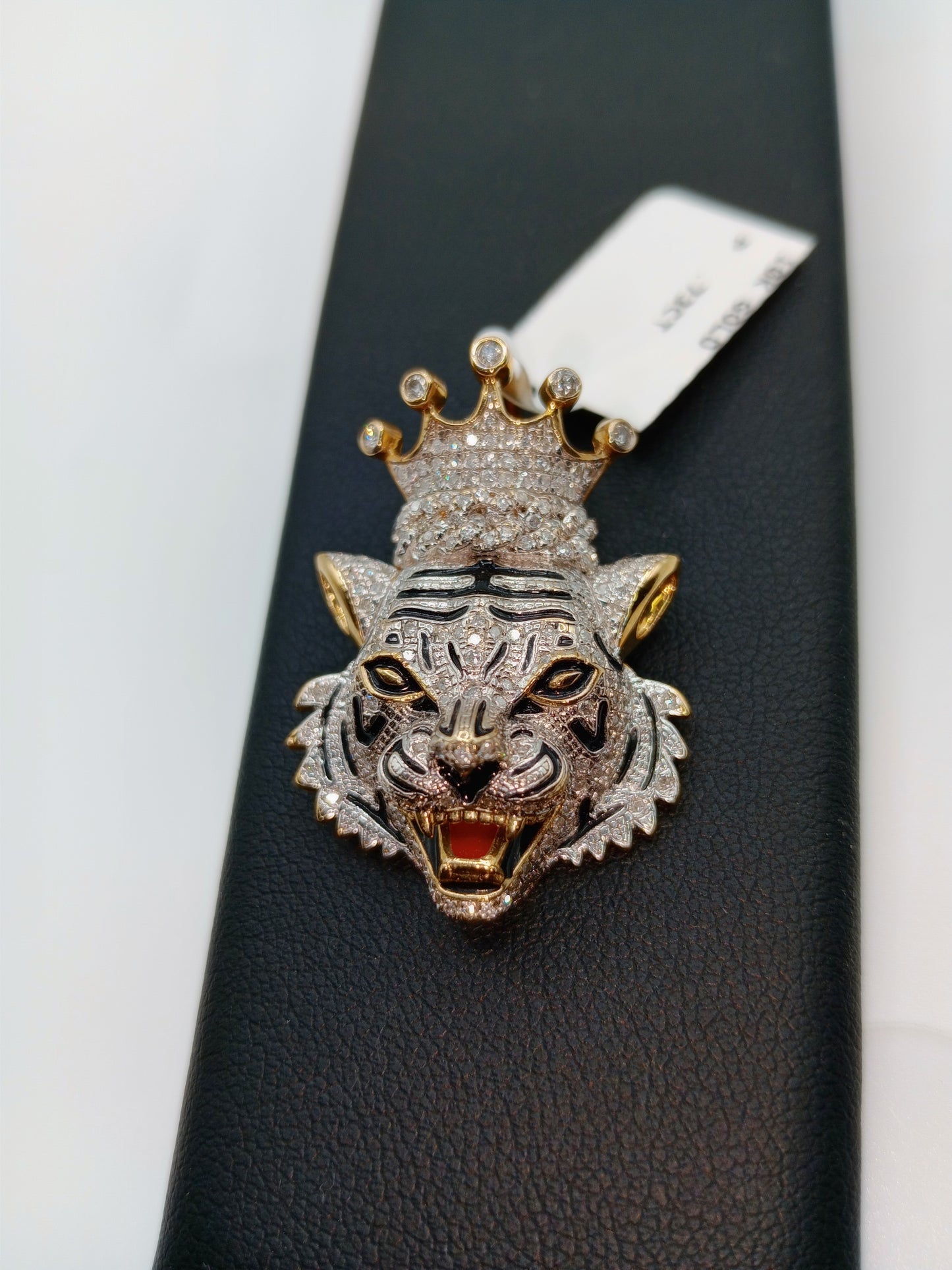 3D Tiger Pendant - Natural Diamonds - 2 sizes available - Unisex