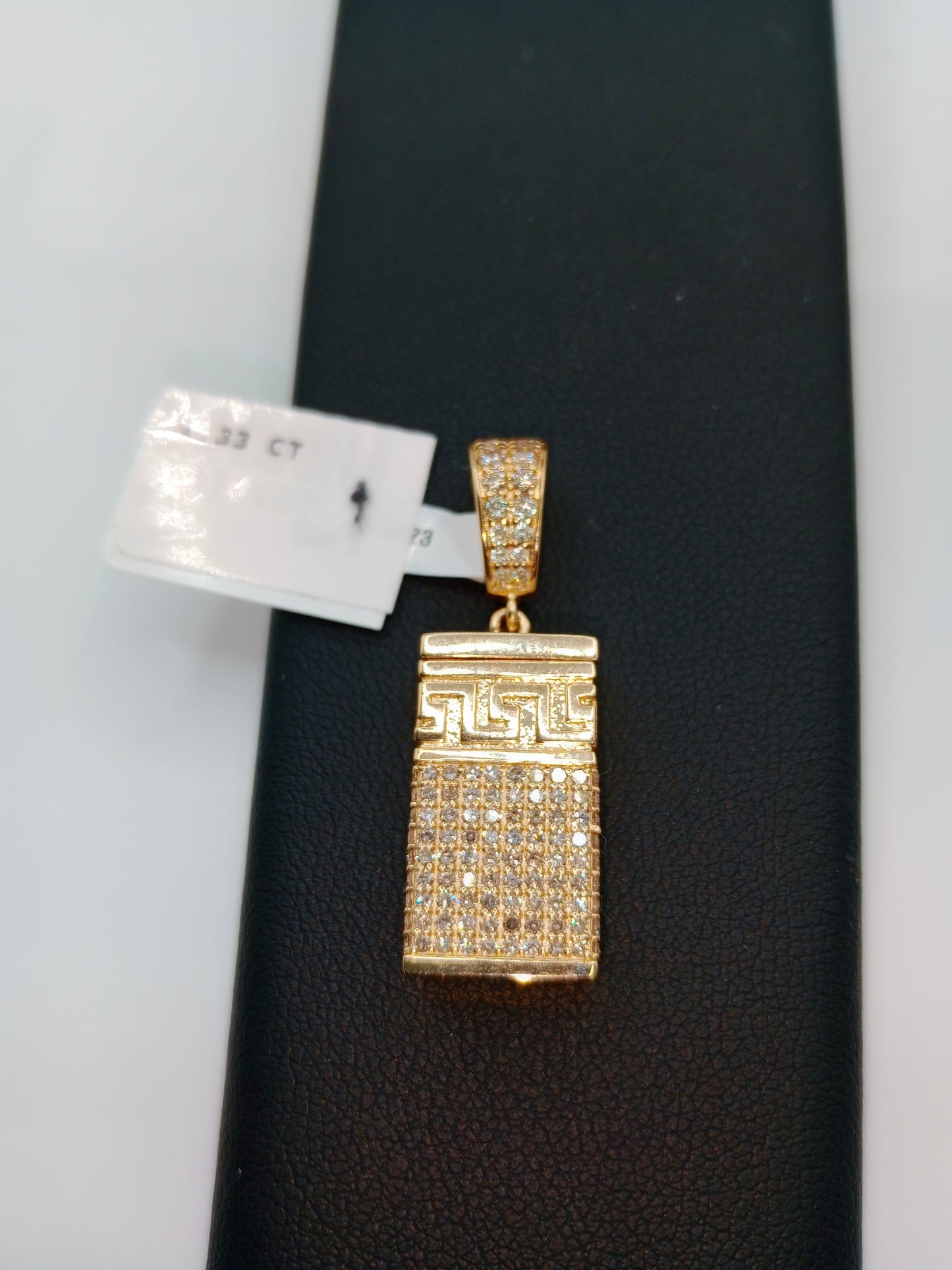 Greek Rectangle Urn Diamond Pendant - 10kt Gold Pendant - Natural Diamonds - Greek Urn Charm