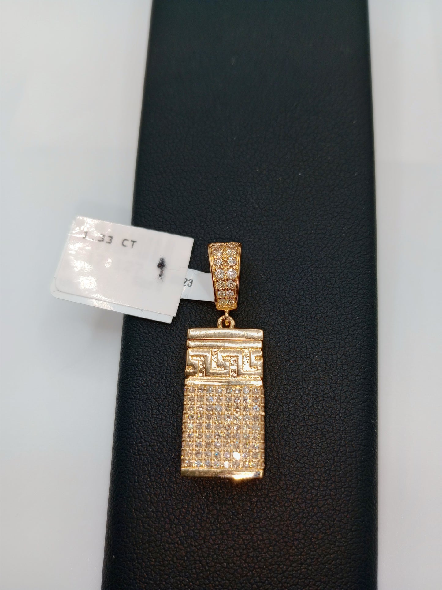 Greek Rectangle Urn Diamond Pendant - 10kt Gold Pendant - Natural Diamonds - Greek Urn Charm