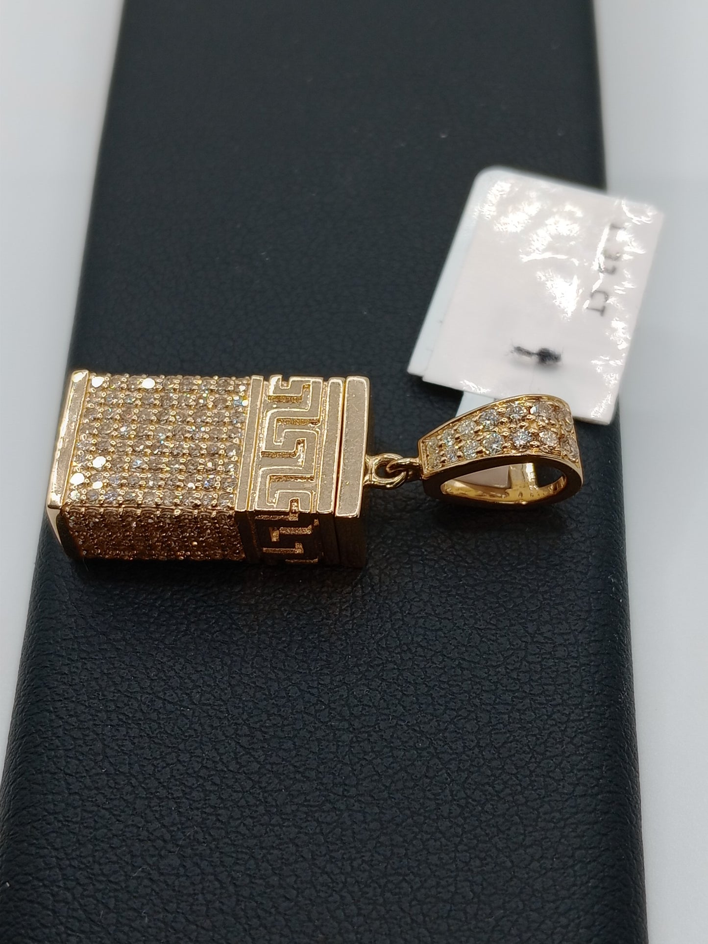 Greek Rectangle Urn Diamond Pendant - 10kt Gold Pendant - Natural Diamonds - Greek Urn Charm