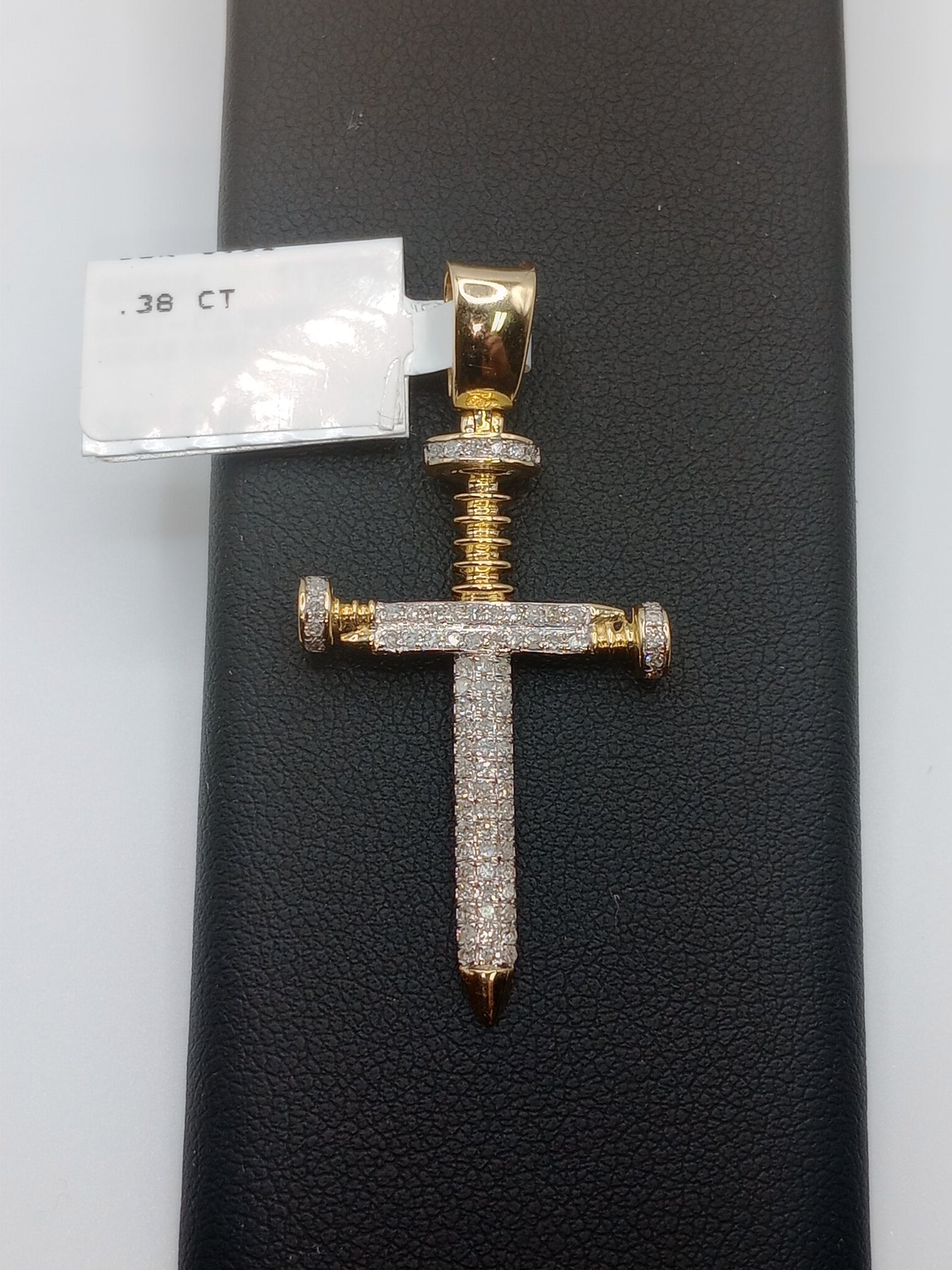 Diamond Screw Cross Charm/Pendant - 10kt Gold Pendant - Natural Diamonds - Charm