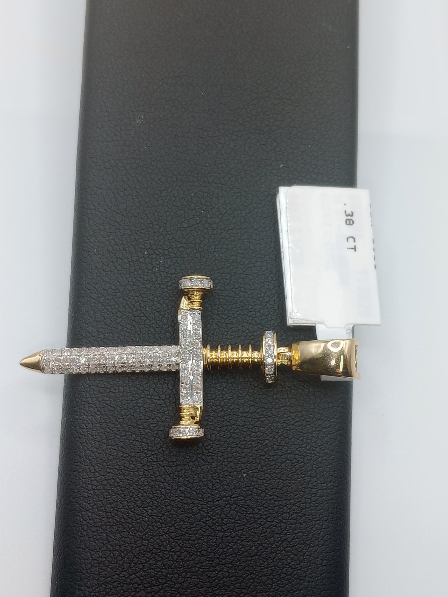 Diamond Screw Cross Charm/Pendant - 10kt Gold Pendant - Natural Diamonds - Charm