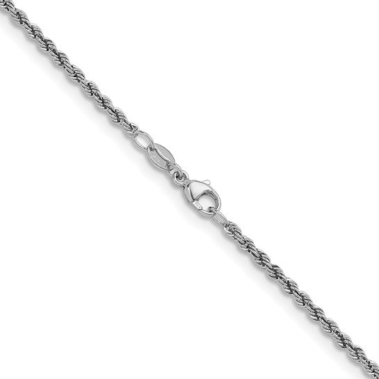 Platinum Rope Necklace, 16' 18' 20' 30' Available - Italian Made and Stamped - 2.2mm