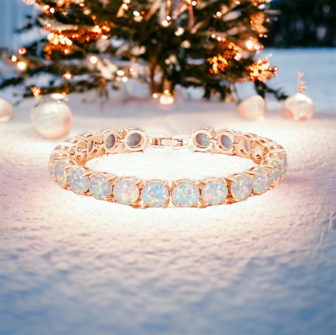 BLUE Opal Tennis Bracelet - TRENDING Bracelet - Opal Jewelry - October Birthstone