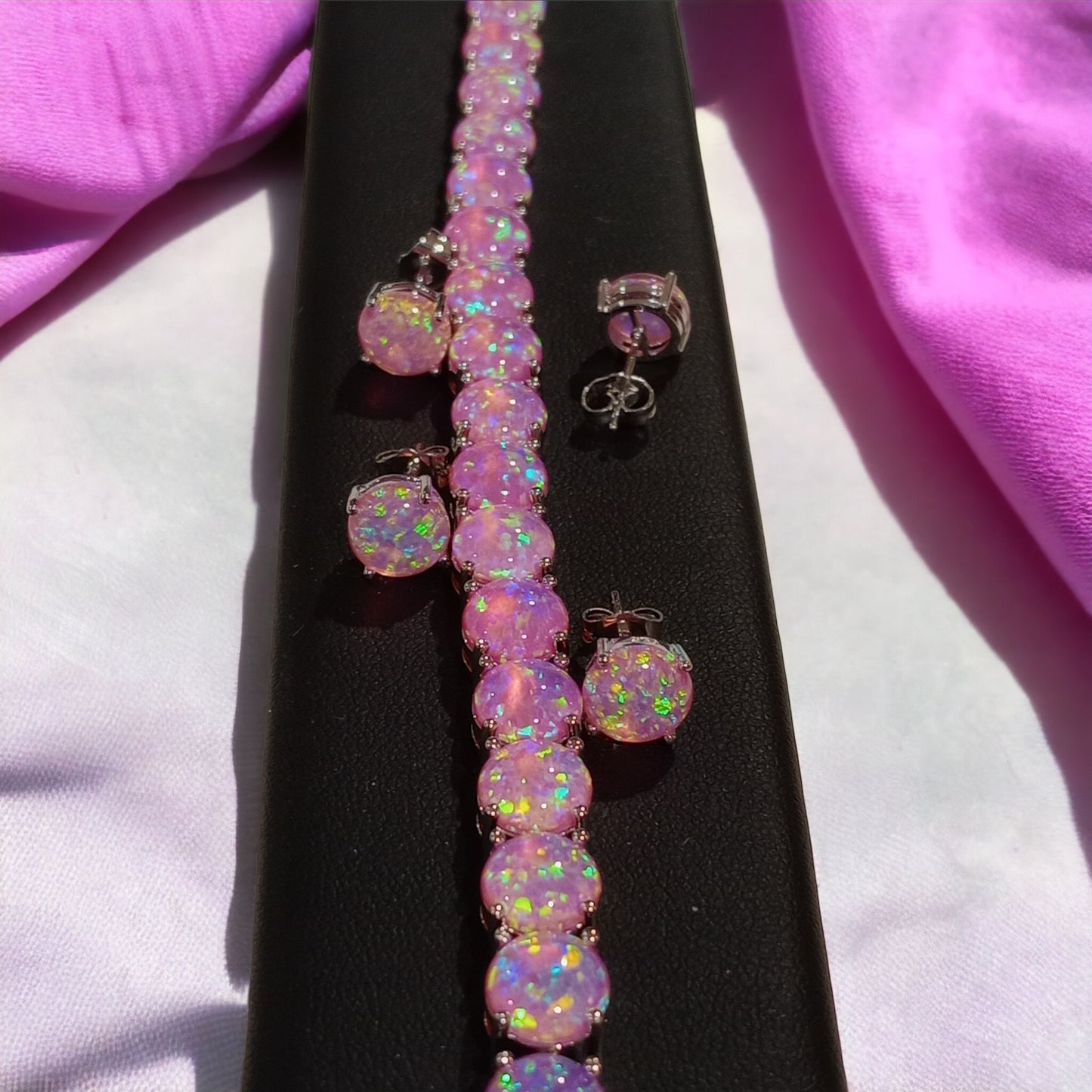 BLUE Opal Tennis Bracelet - TRENDING Bracelet - Opal Jewelry - October Birthstone