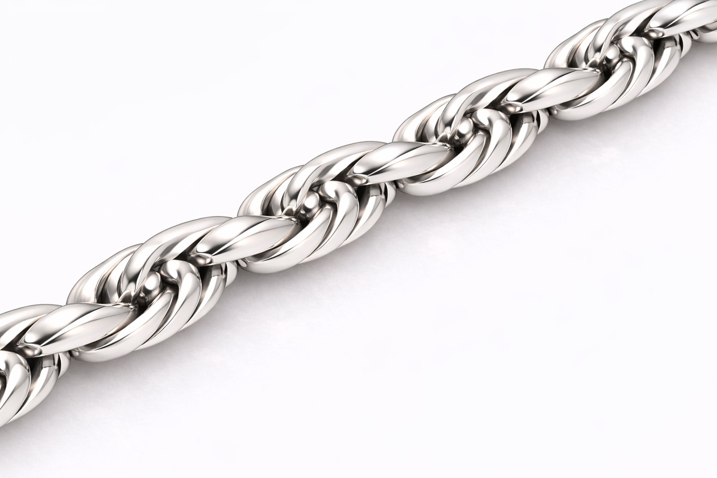 14k - 6.50mm Diamond-Cut Rope Bracelet - White Gold
