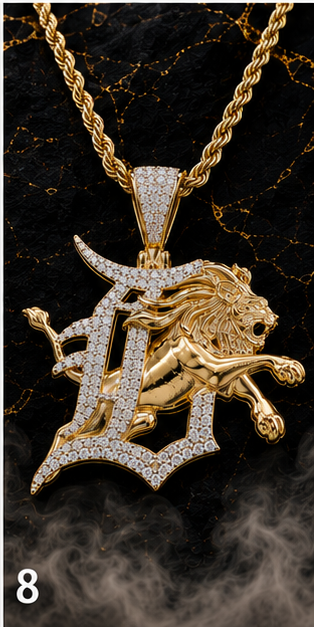 10kt Yellow Gold D Lion Charm, 2.5 Ct Lab Grown Diamonds