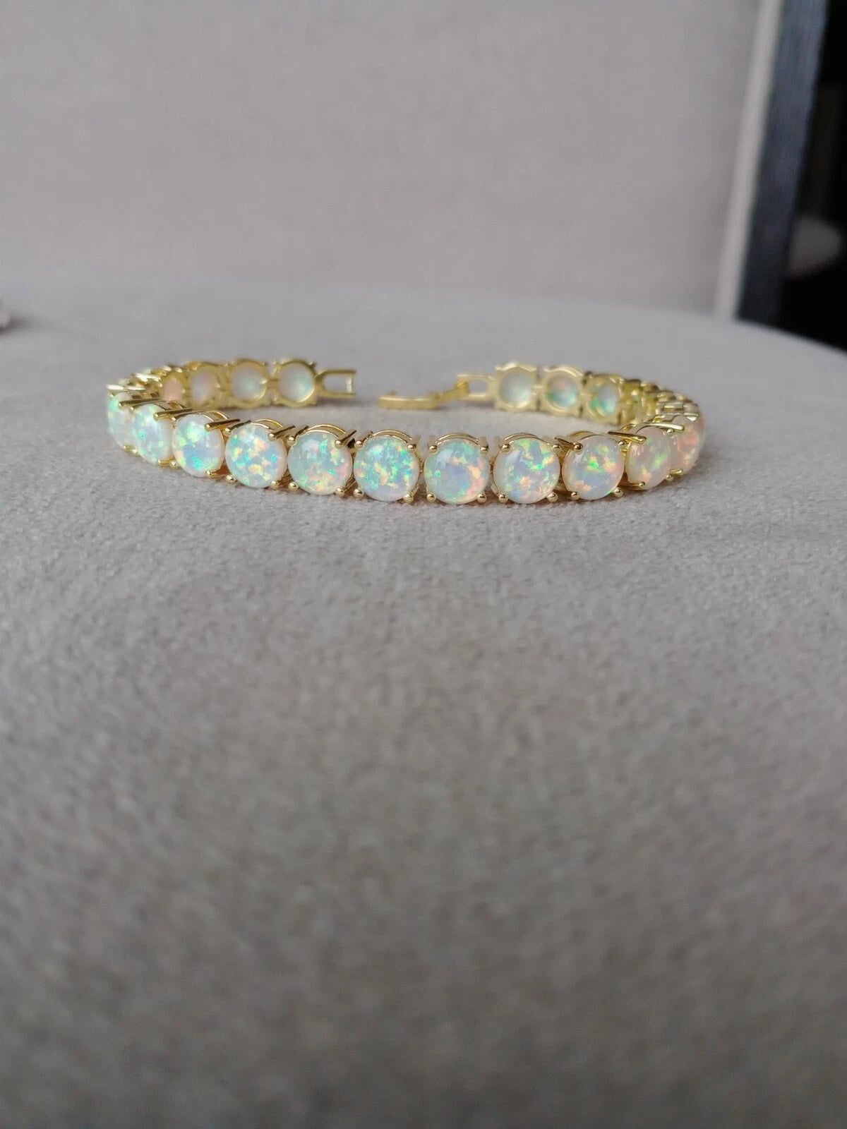 Gold White Opal Tennis Bracelet | Opal Bracelet | Opal | October Birthstone
