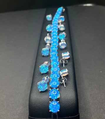 BLUE Opal Tennis Bracelet - TRENDING Bracelet - Opal Jewelry - October Birthstone