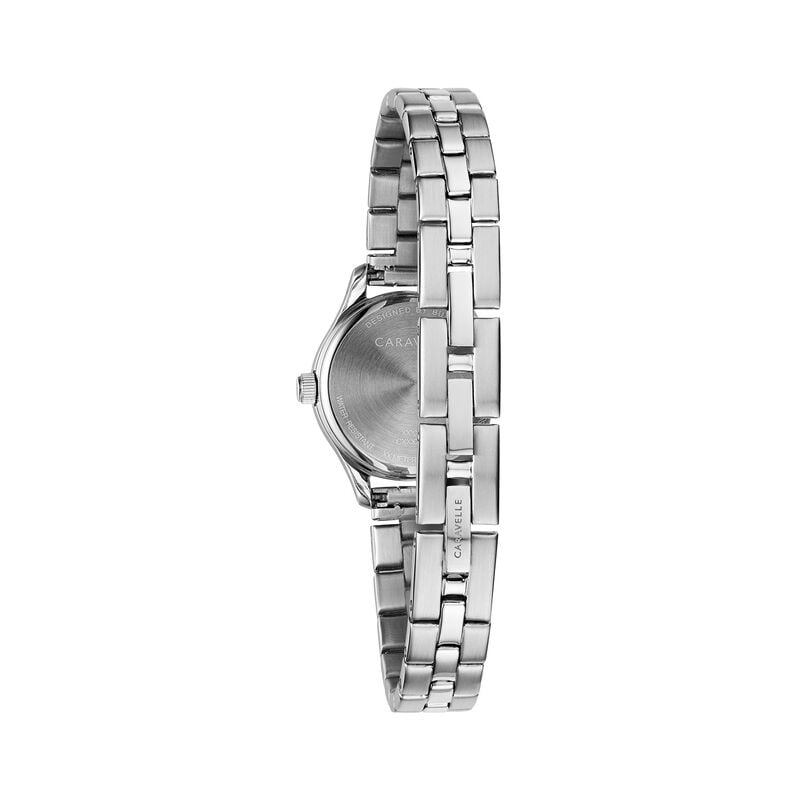 Caravelle Traditional 43L209 women’s silver-tone watch case back and bracelet