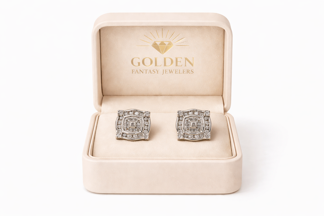 14K White Gold Earrings 1.00 ct Natural Diamond