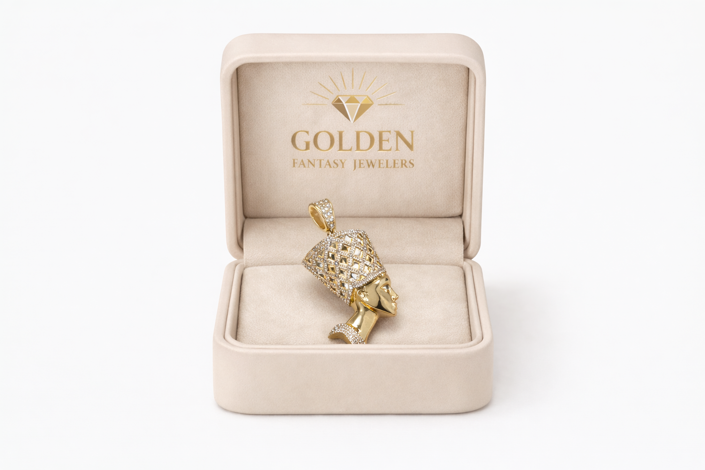 10K Yellow Gold Nefertiti Charm 0.34 ct Natural Diamond