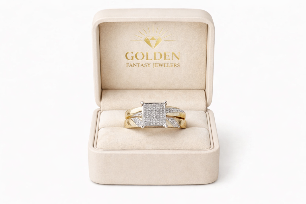 10K Yellow Gold Women's Wedding Set, 0.15 ct. Natural Diamond