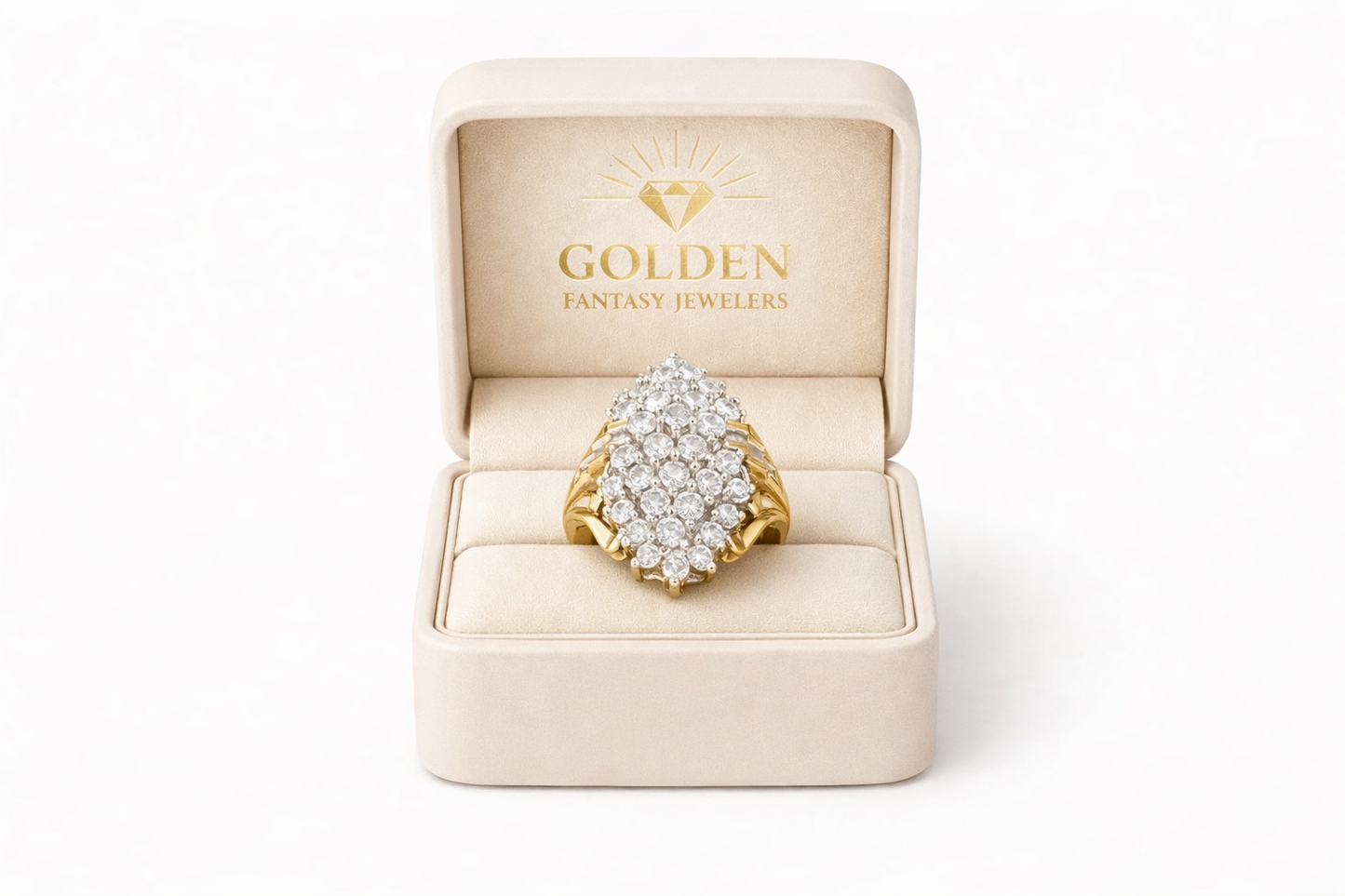 10K Yellow Gold Women's Ring Round 2.00 ct Natural Diamond