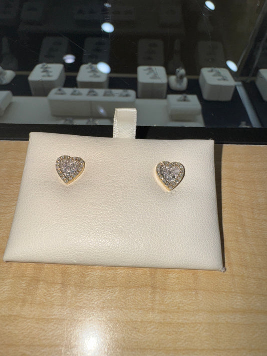 10K Yellow Gold Earrings 0.33 ct Natural Diamond, perfect valentines gift, heart diamond studs