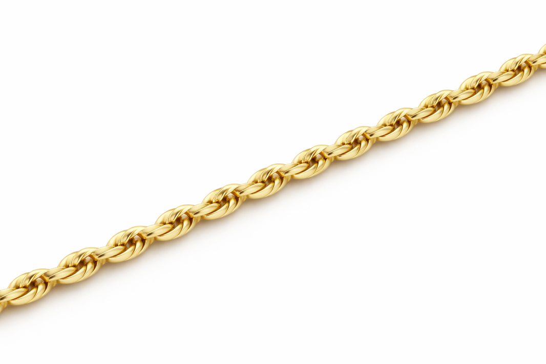 10k/14k - 1.50mm Diamond-Cut Rope Chain - Yellow Gold