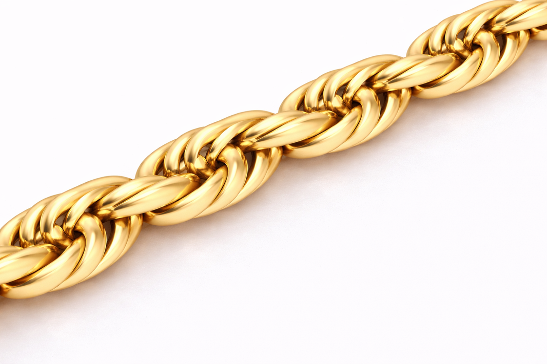 10k/14k - 10.00mm Diamond-Cut Rope Chain - Yellow Gold