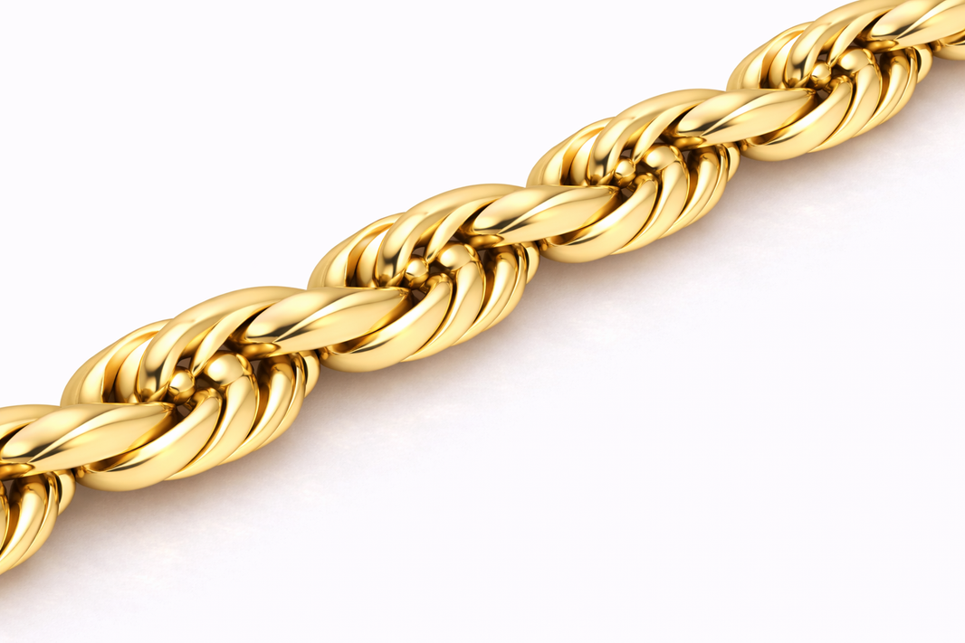 10k/14k - 7.00mm Diamond-Cut Rope Bracelet - Yellow Gold