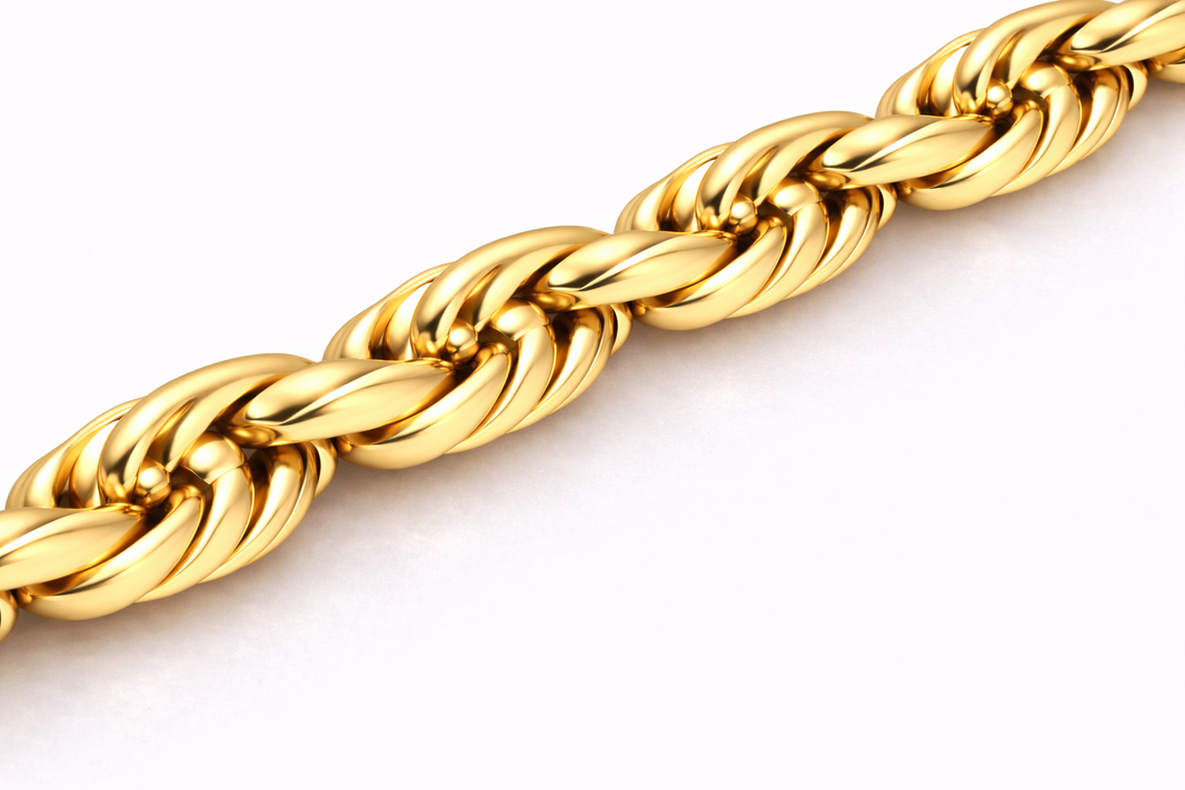 10k/14k - 8.00mm Diamond-Cut Rope Bracelet - Yellow Gold