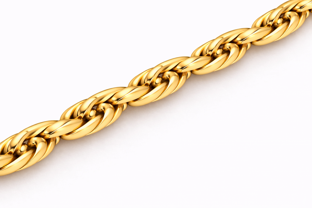 10k/14k - 4.25mm Diamond-Cut Rope Chain - Yellow Gold