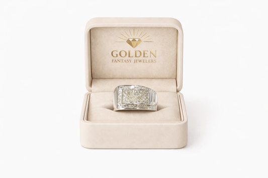 14K White Gold Men's Ring 1.50 ct Natural Diamond