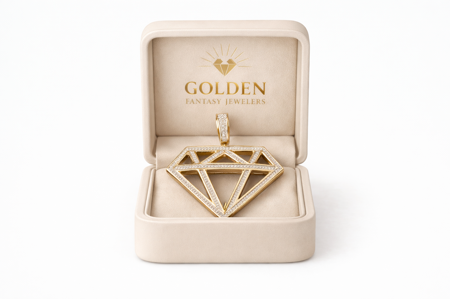 10K Yellow Gold Charm 0.43 ct Natural Diamond, Diamond Shape Pendant