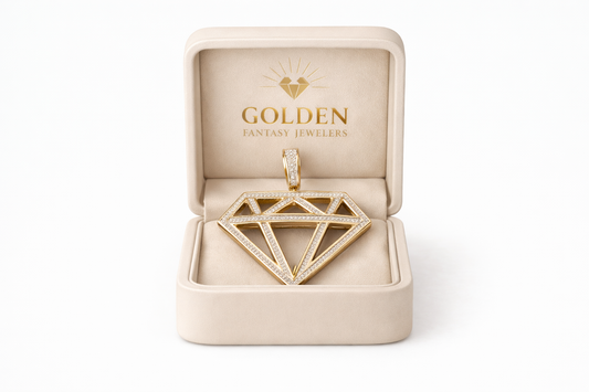 10K Yellow Gold Charm 0.43 ct Natural Diamond, Diamond Shape Pendant