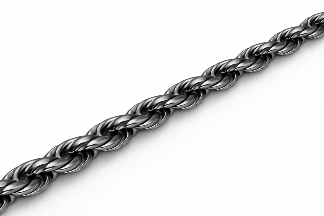 Sterling Silver - 3.40mm Rhodium-Plated Diamond-Cut Rope Chain