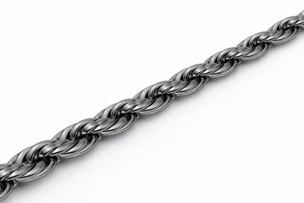 Sterling Silver - 3.75mm Rhodium-Plated Diamond-Cut Rope Bracelet