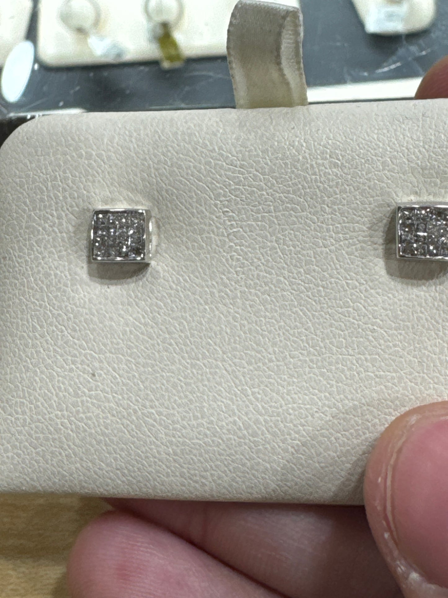 14K White Gold Earrings Princess Cut 0.62 ct Natural Diamond