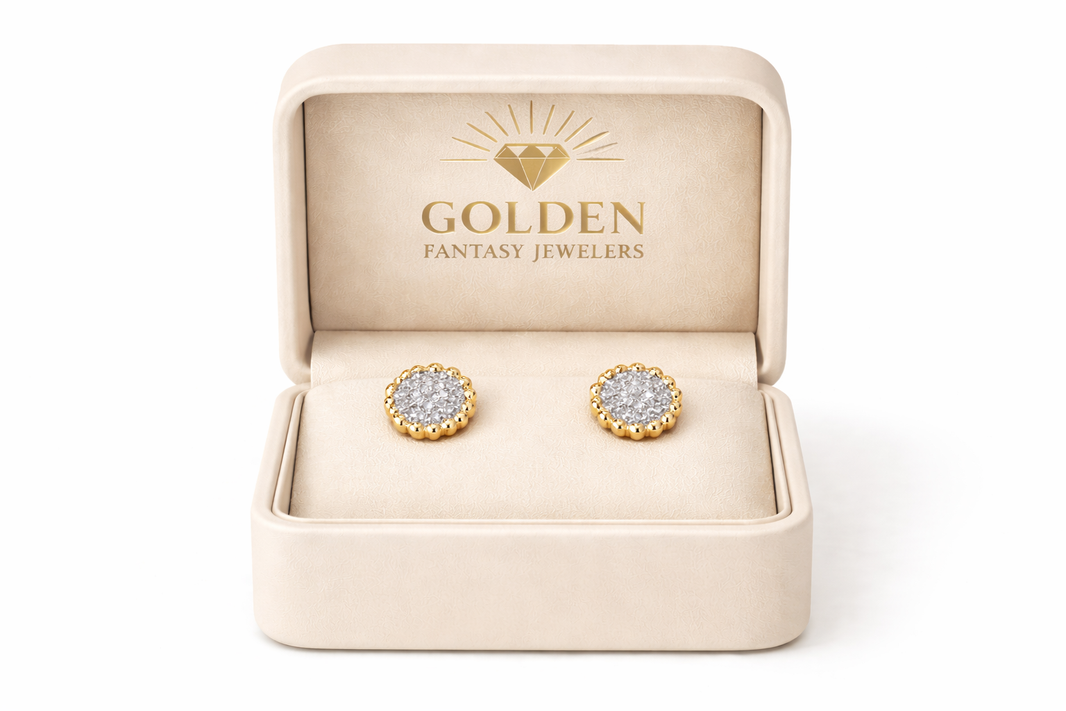 14K Yellow Gold Earrings 0.15 ct Natural Diamond