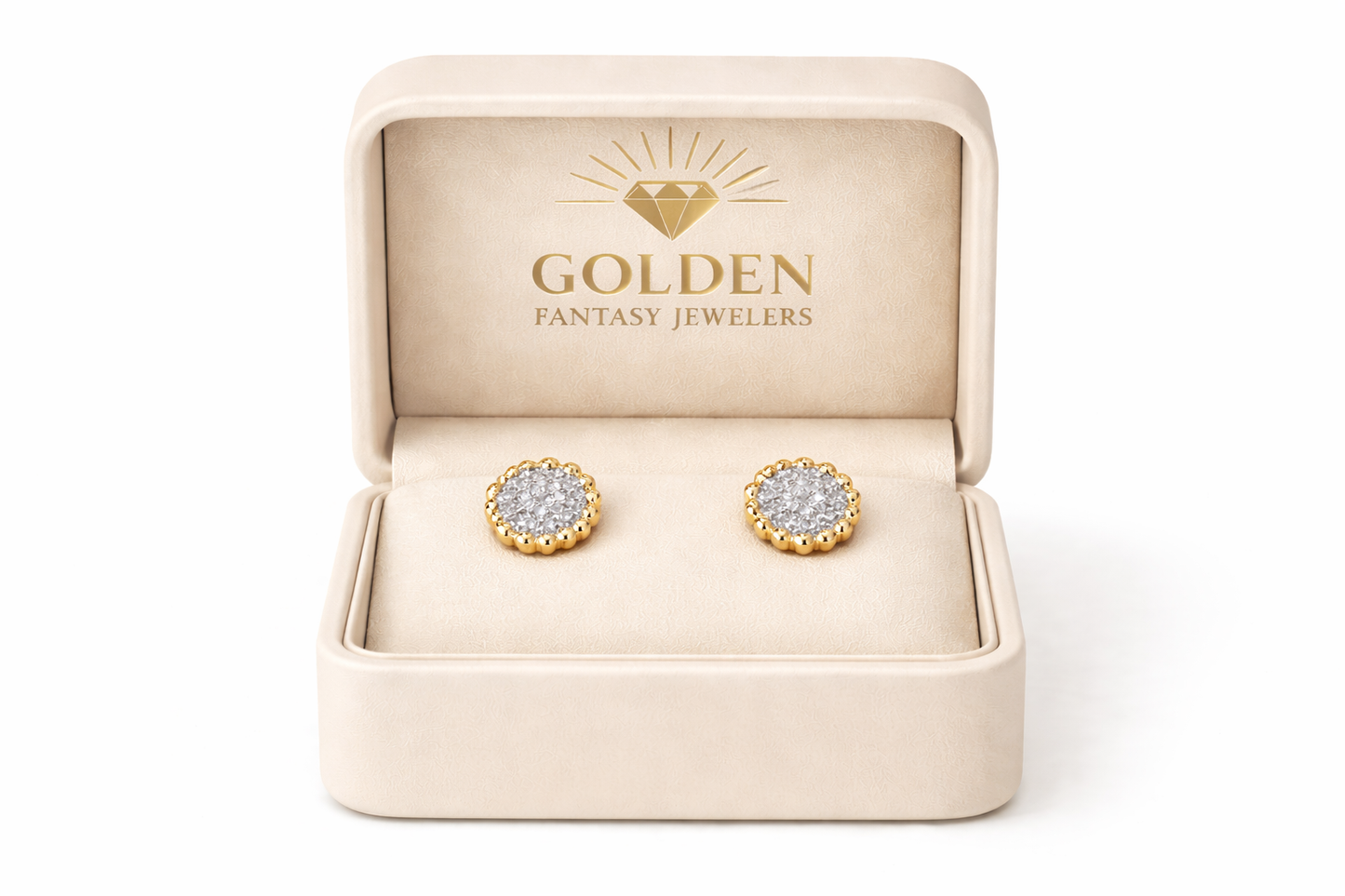 14K Yellow Gold Earrings 0.15 ct Natural Diamond