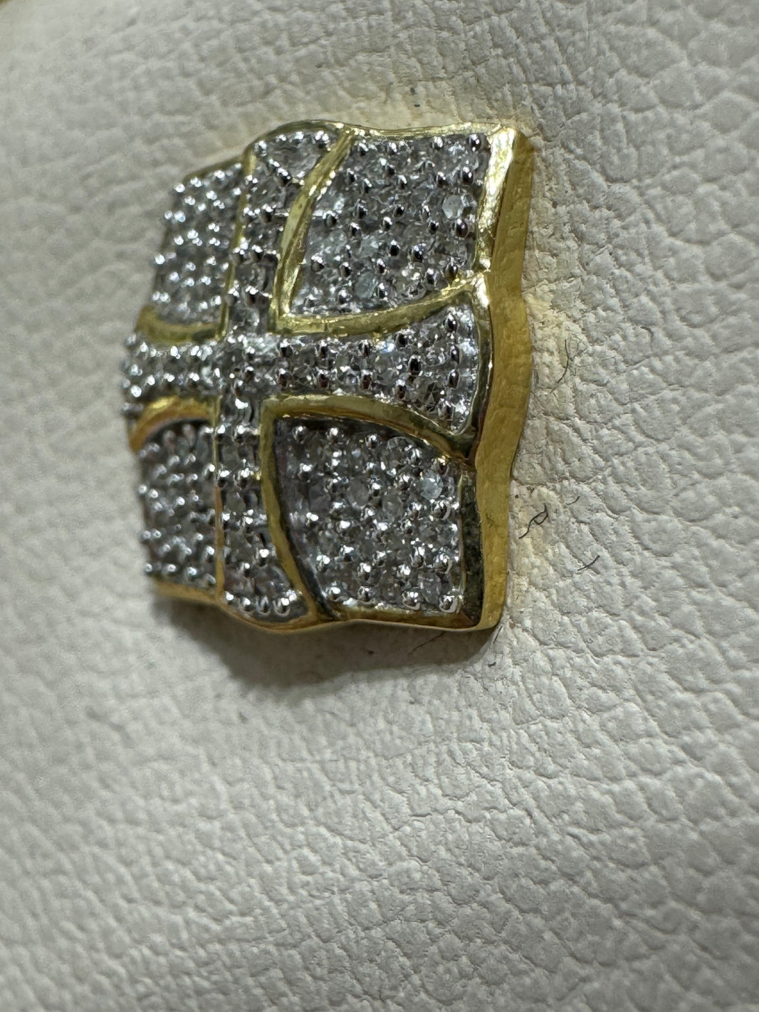 10K Yellow Gold Cross Earrings 0.40 ct Natural Diamond