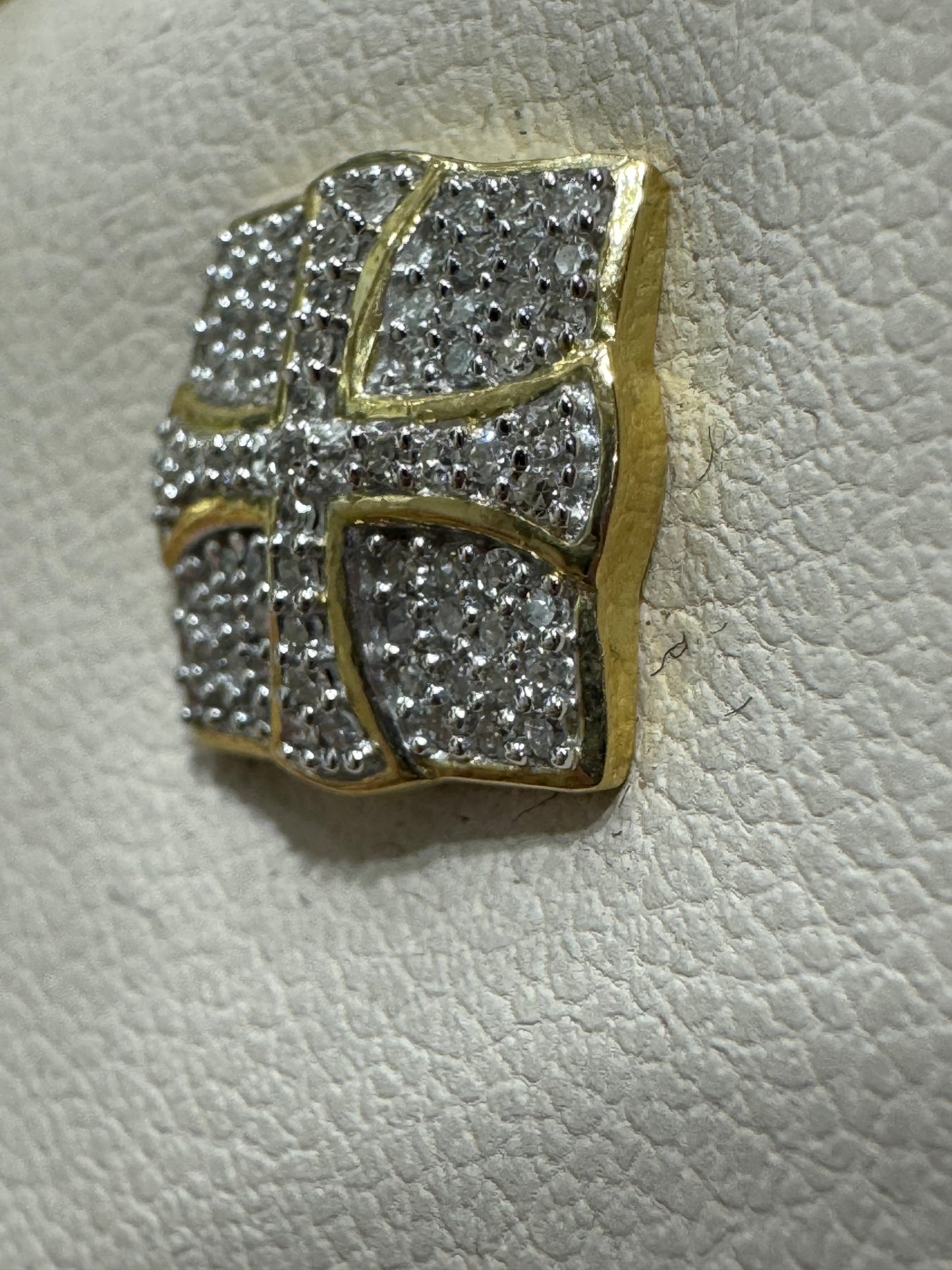 10K Yellow Gold Cross Earrings 0.40 ct Natural Diamond
