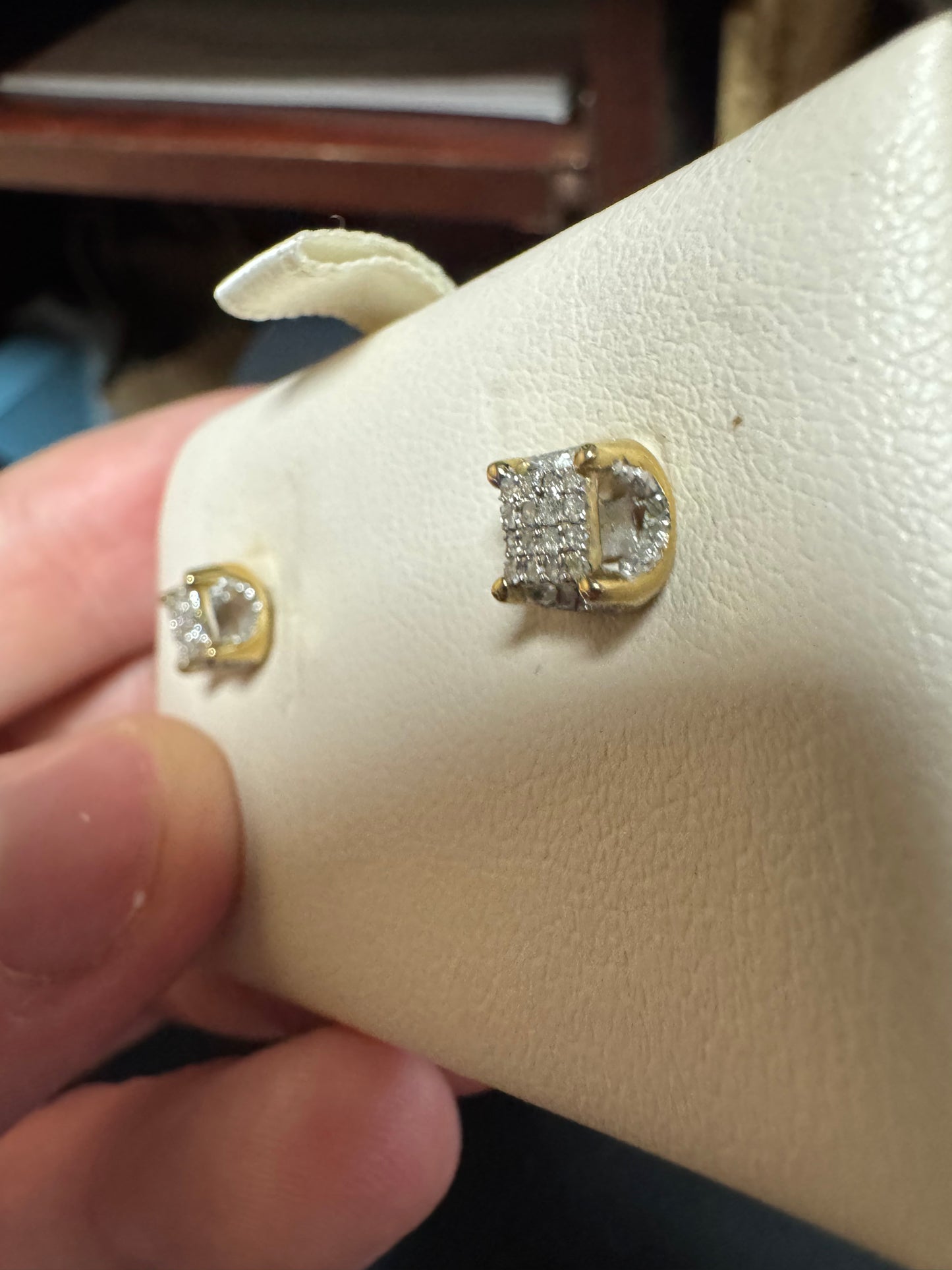 10K Yellow Gold Earrings 0.20 ct Natural Diamond Gold and White Gold