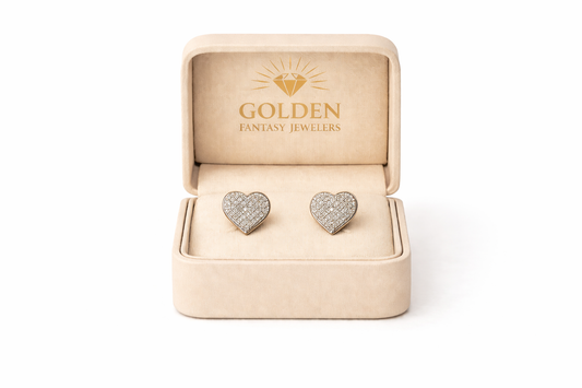 10K Yellow Gold Heart Earrings 0.25 ct Natural Diamond, Valentines gift for her