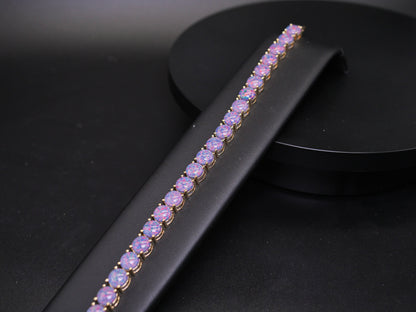 Blue Opal Tennis Bracelet, 925 Silver Solid, 7.5 inches Adjustable, Valentines Day Gift, October Birtstone, Opal Jewelry