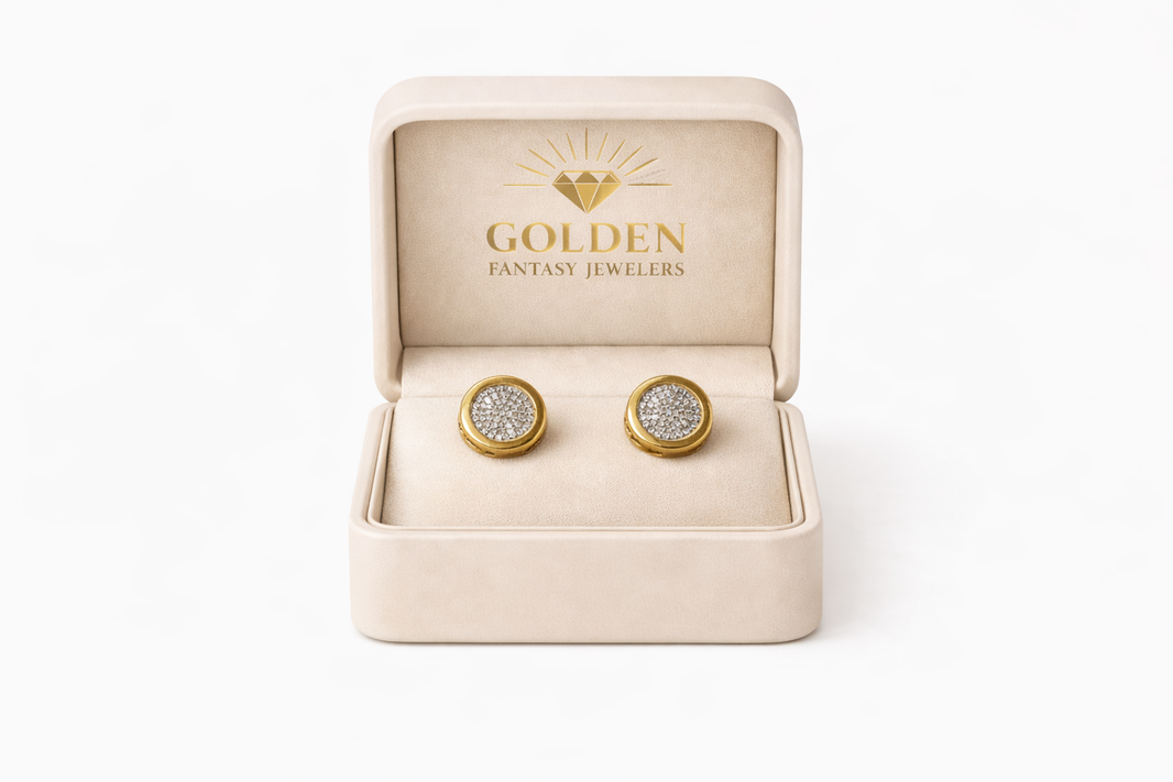 10K Two-Tone Gold Round Earrings 0.23 ct Natural Diamond