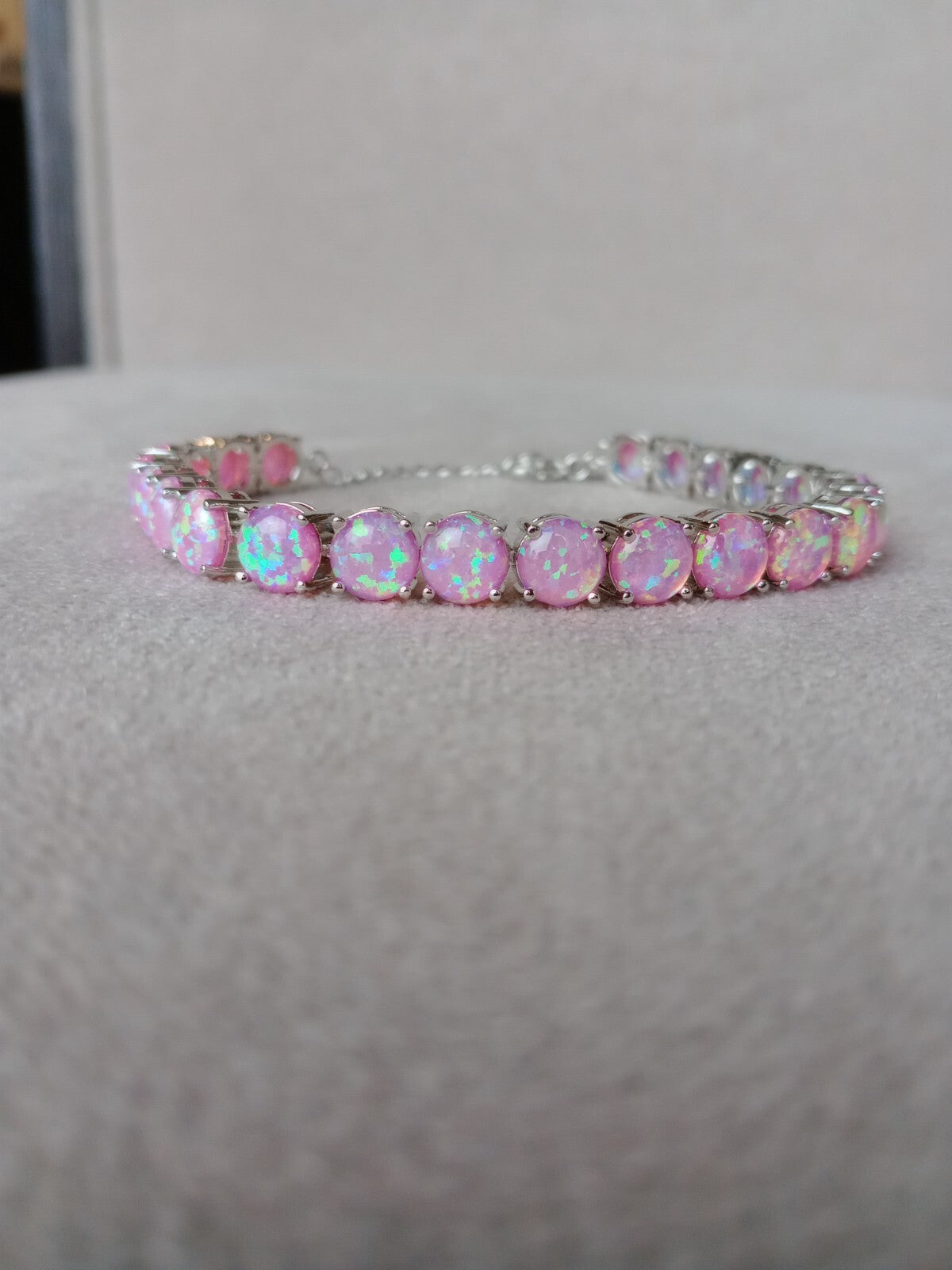 Pink Opal Tennis Bracelet | Opal Bracelet | Opal | October Birthstone | 8mm Pink Opal