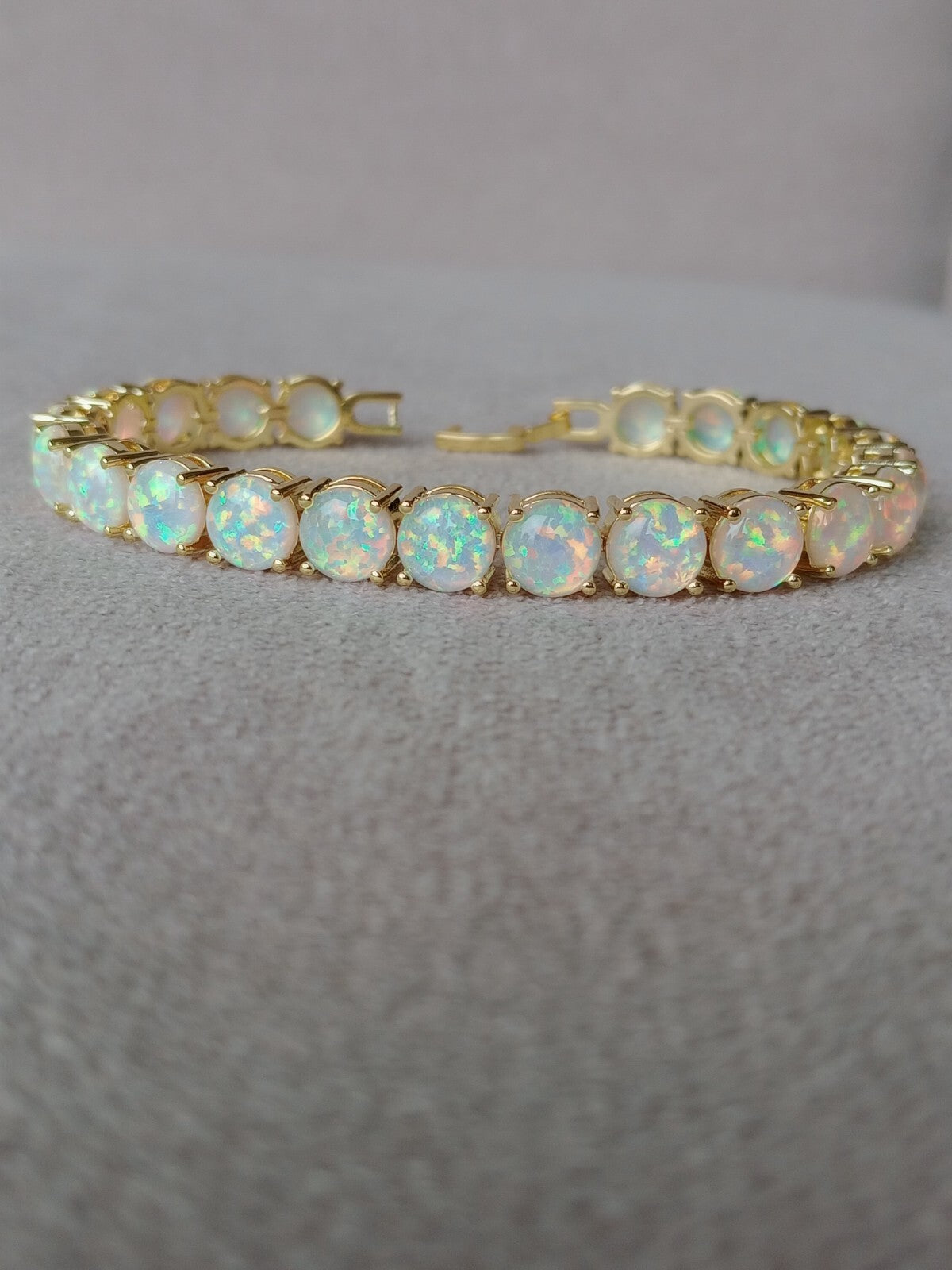 Gold Black Opal Tennis Bracelet | Opal Bracelet | Opal | October Birthstone