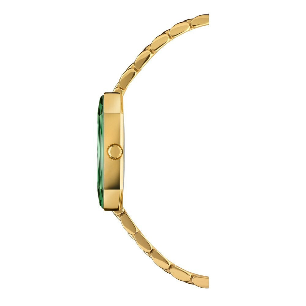 FACET RADIANT Princess-Cut GP Swiss Quartz Watch 15mm Band Green Dial