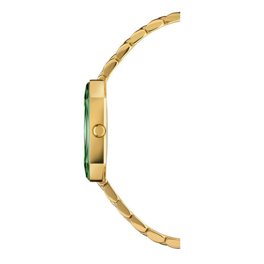 FACET RADIANT Princess-Cut GP Swiss Quartz Watch 15mm Band Green Dial