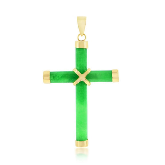 Jade Cross Charm, 14Kt Yellow Gold, Jade Cross Gold Necklace, Jade, Jade Jewelry
