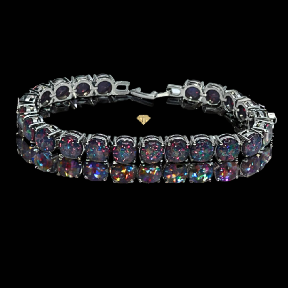Black Opal Tennis Bracelet - Opal Bracelet - Opal Jewelry - October Birthstone - Golden Fantasy Exclusive