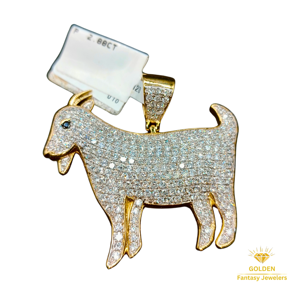 10K Two-Tone Gold “Goat” Charm 2.88 ct Natural Diamond