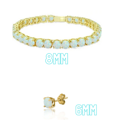 Gold White Opal Tennis Bracelet | Opal Bracelet | Opal | October Birthstone
