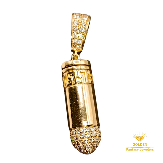 Greek Style Bullet Urn Diamond Pendant - 10kt Gold Pendant - Natural Diamonds -  Bullet Urn Charm